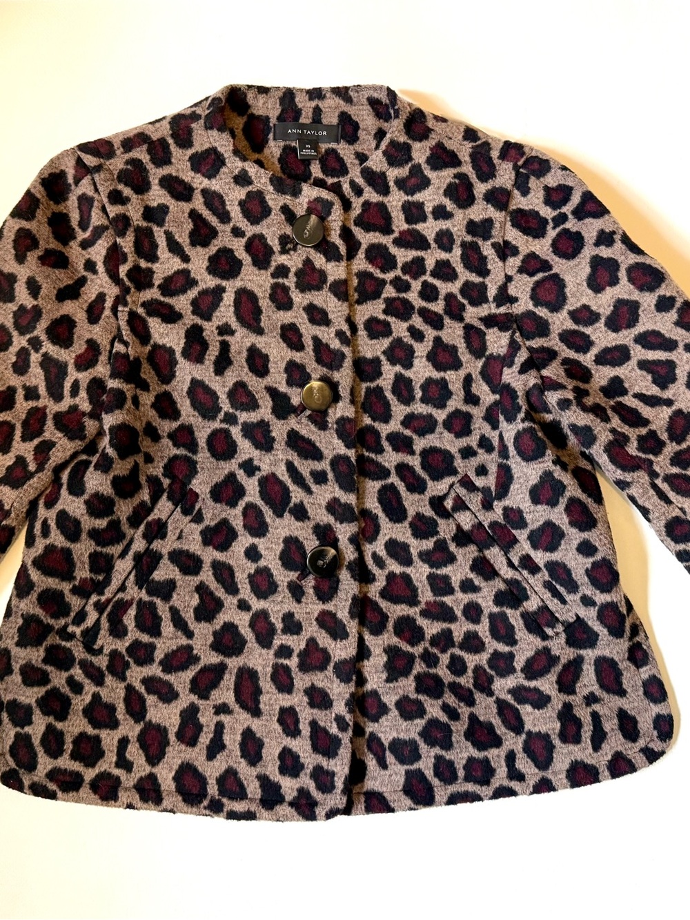 Ann Taylor Cheetah Print Wool Blazer Jacket- Size Petite XS
